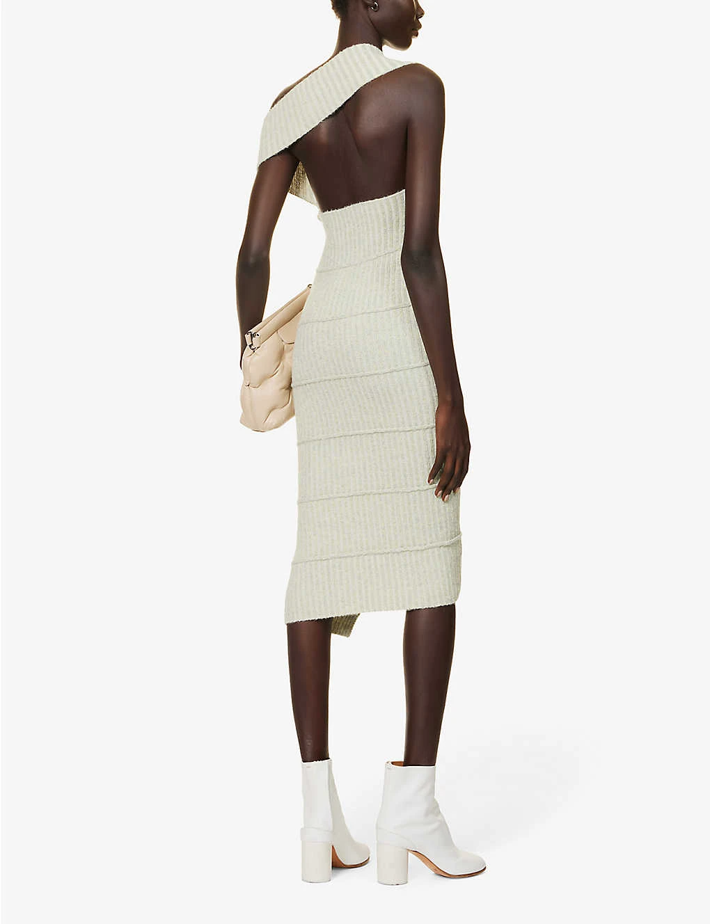 MM6 Maison Margiela Asymmetric Slim-fit Cotton And Alpaca-blend Knitted Midi Dress 4 MM6 Maison Margiela Asymmetric Slim-fit Cotton And Alpaca-blend Knitted Midi Dress - Image 2