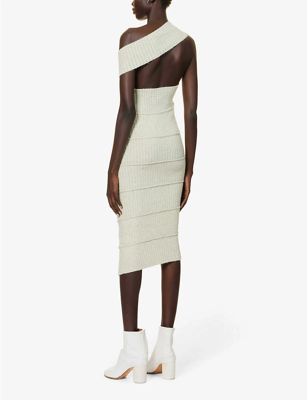MM6 Maison Margiela Asymmetric Slim-fit Cotton And Alpaca-blend Knitted Midi Dress 6 MM6 Maison Margiela Asymmetric Slim-fit Cotton And Alpaca-blend Knitted Midi Dress - Image 4