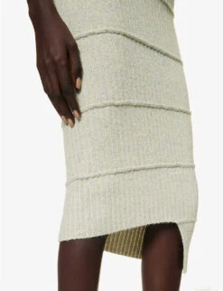 MM6 Maison Margiela Asymmetric Slim-fit Cotton And Alpaca-blend Knitted Midi Dress 11 MM6 Maison Margiela Asymmetric Slim-fit Cotton And Alpaca-blend Knitted Midi Dress -Sweaty Bety Clothing Shop R04172521 GREY ALT04