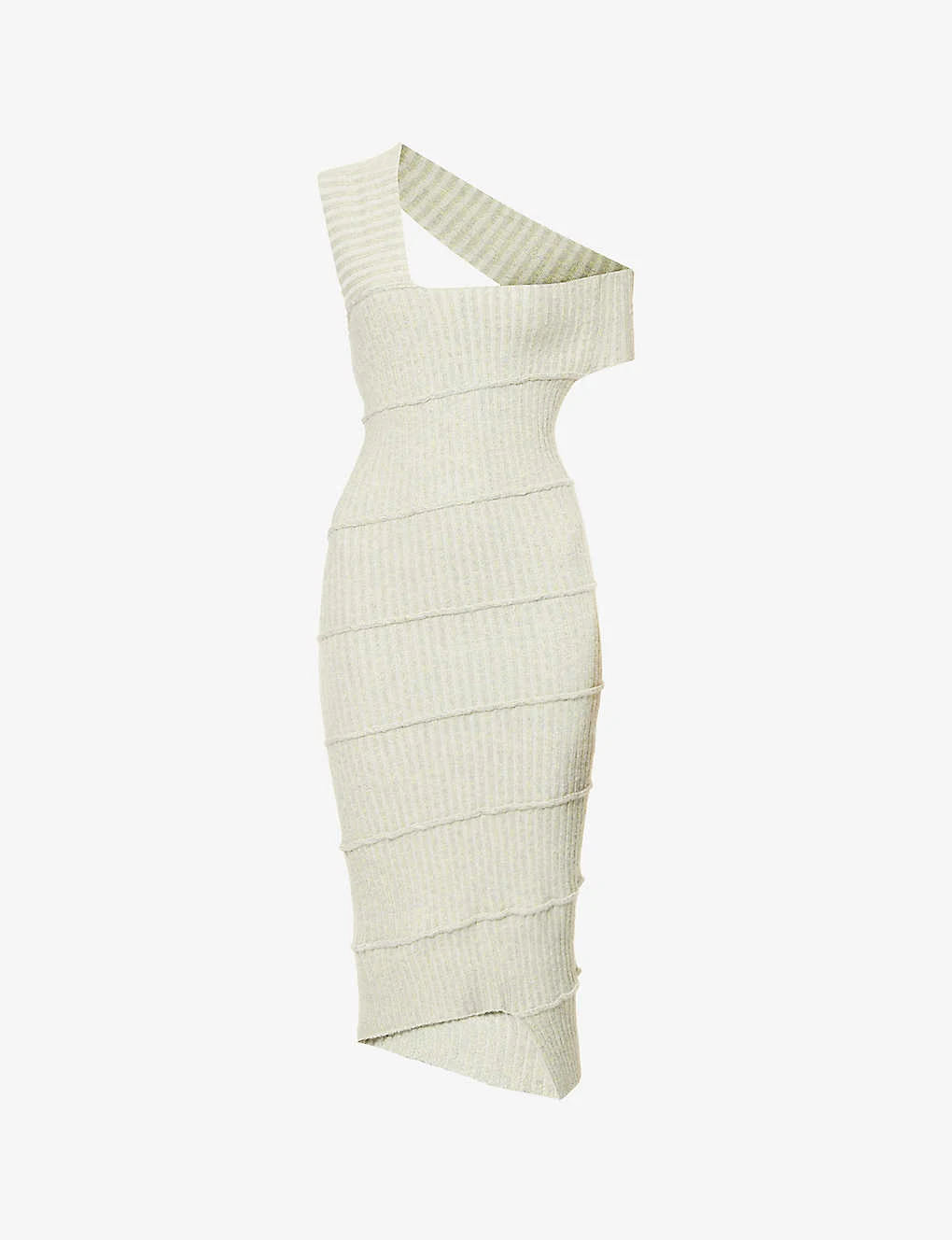 MM6 Maison Margiela Asymmetric Slim-fit Cotton And Alpaca-blend Knitted Midi Dress 3 MM6 Maison Margiela Asymmetric Slim-fit Cotton And Alpaca-blend Knitted Midi Dress
