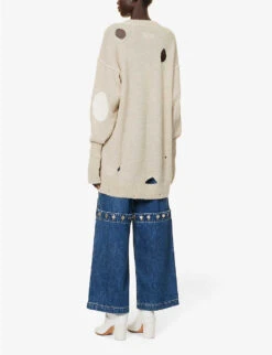 MM6 Maison Margiela Cut-out Oversized Alpaca And Cotton-blend Knitted Jumper -Sweaty Bety Clothing Shop R04172526 BEIGE ALT03