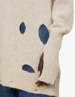 MM6 Maison Margiela Cut-out Oversized Alpaca And Cotton-blend Knitted Jumper -Sweaty Bety Clothing Shop R04172526 BEIGE ALT04