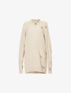 MM6 Maison Margiela Cut-out Oversized Alpaca And Cotton-blend Knitted Jumper