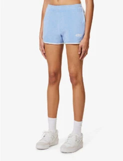 Sporty & Rich X Prince Brand-embroidered Cotton Shorts -Sweaty Bety Clothing Shop R04173088 BLUEWHITE ALT02