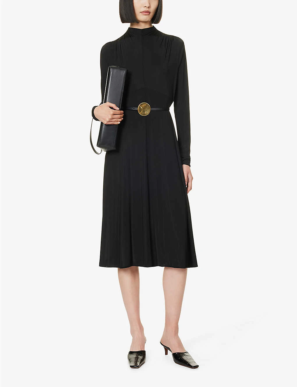 Jil Sander High-neck Flared-skirt Stretch-woven Midi Dress 4 Jil Sander High-neck Flared-skirt Stretch-woven Midi Dress - Image 2