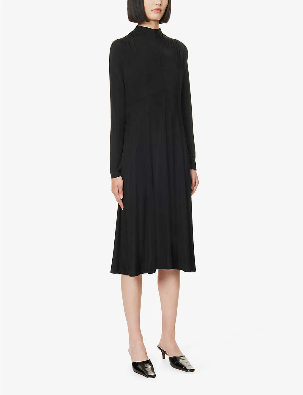 Jil Sander High-neck Flared-skirt Stretch-woven Midi Dress 5 Jil Sander High-neck Flared-skirt Stretch-woven Midi Dress - Image 3
