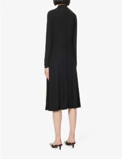 Jil Sander High-neck Flared-skirt Stretch-woven Midi Dress 10 Jil Sander High-neck Flared-skirt Stretch-woven Midi Dress -Sweaty Bety Clothing Shop R04173096 1 ALT03