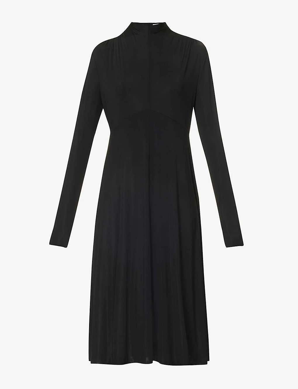 Jil Sander High-neck Flared-skirt Stretch-woven Midi Dress 3 Jil Sander High-neck Flared-skirt Stretch-woven Midi Dress