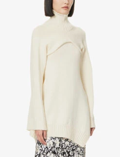 Jil Sander Turtle-neck Asymmetric-hem Relaxed-fit Wool-blend Two-piece Set -Sweaty Bety Clothing Shop R04173126 277 ALT02