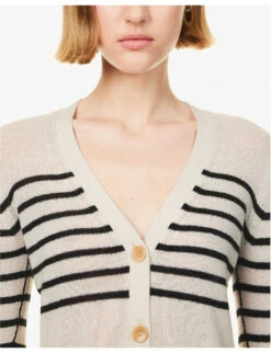 Striped Purl-knit Recycled-cashmere And Organic-cotton Blend Cardigan -Sweaty Bety Clothing Shop R04173379 CREMALEMONICE ALT04