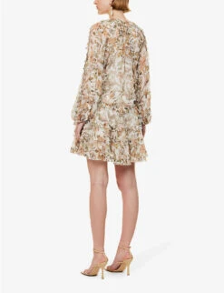 Zimmermann Chintz Floral-print Flared-hem Regular-fit Woven Mini Dress -Sweaty Bety Clothing Shop R04174628 IVORYDAISYFLORAL ALT03