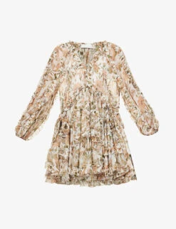 Zimmermann Chintz Floral-print Flared-hem Regular-fit Woven Mini Dress