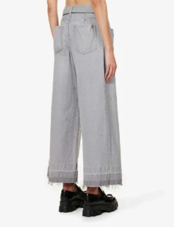 Sacai Faded-wash Wide-leg Mid-rise Jeans -Sweaty Bety Clothing Shop R04180393 GRAY ALT03