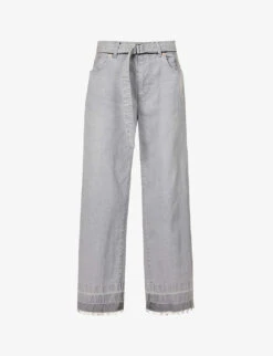 Sacai Faded-wash Wide-leg Mid-rise Jeans