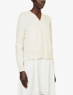 Sacai Pleated-back Wool Cardigan -Sweaty Bety Clothing Shop R04180394 OFFWHITE ALT02
