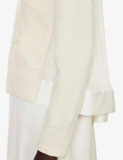 Sacai Pleated-back Wool Cardigan -Sweaty Bety Clothing Shop R04180394 OFFWHITE ALT05