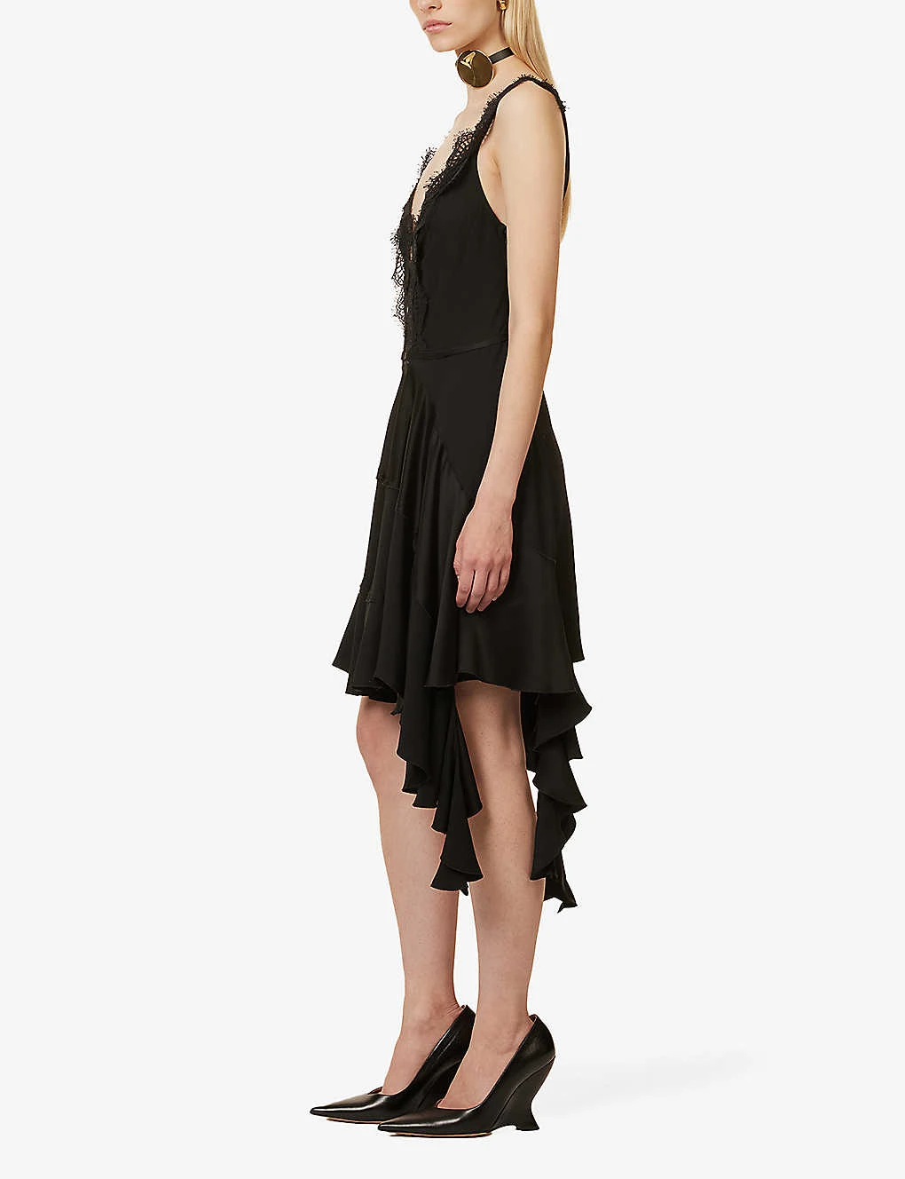 Victoria Beckham Scalloped-trim Asymmetric-hem Woven Midi Dress 4 Victoria Beckham Scalloped-trim Asymmetric-hem Woven Midi Dress - Image 2