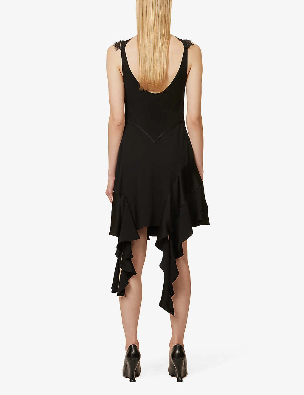 Victoria Beckham Scalloped-trim Asymmetric-hem Woven Midi Dress 6 Victoria Beckham Scalloped-trim Asymmetric-hem Woven Midi Dress - Image 4