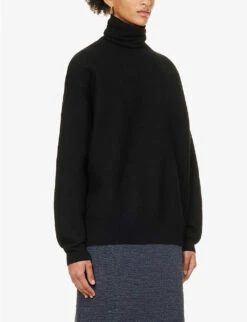 Dries Van Noten Relaxed-fit Turtleneck Wool Jumper -Sweaty Bety Clothing Shop R04180737 BLACK ALT02