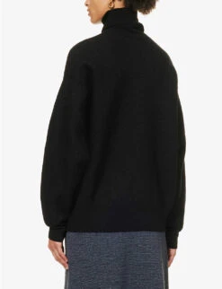 Dries Van Noten Relaxed-fit Turtleneck Wool Jumper -Sweaty Bety Clothing Shop R04180737 BLACK ALT03