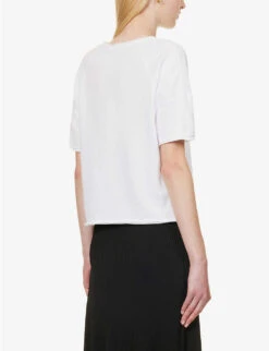 ME AND EM Relaxed-fit Rolled-trim Cotton Sweat Top -Sweaty Bety Clothing Shop R04181873 FRESHWHITE ALT03