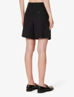 ME AND EM Textured High-rise Stretch-woven City Shorts -Sweaty Bety Clothing Shop R04181883 BLACK ALT03