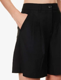 ME AND EM Textured High-rise Stretch-woven City Shorts -Sweaty Bety Clothing Shop R04181883 BLACK ALT04