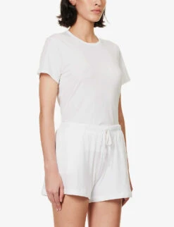 Casey Drawstring-waist Organic-cotton Shorts -Sweaty Bety Clothing Shop R04183736 WHITE ALT02