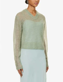 Acne Studios Kosma Semi-sheer Mohair Wool-blend Knitted Jumper 9 Acne Studios Kosma Semi-sheer Mohair Wool-blend Knitted Jumper -Sweaty Bety Clothing Shop R04184345 SAGEGREEN ALT02
