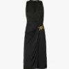 Versace Medusa Clasp-fastened Slim-fit Jersey Midi Dress -Sweaty Bety Clothing Shop R04185116 BLACK M