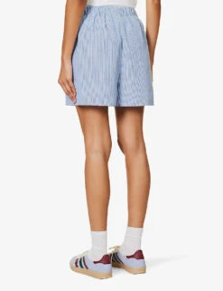 Lui Striped Woven Shorts -Sweaty Bety Clothing Shop R04186459 LIGHTBLUEBLACKSTRIPE ALT03