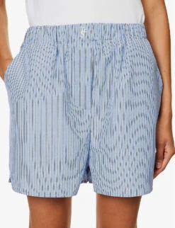 Lui Striped Woven Shorts -Sweaty Bety Clothing Shop R04186459 LIGHTBLUEBLACKSTRIPE ALT04
