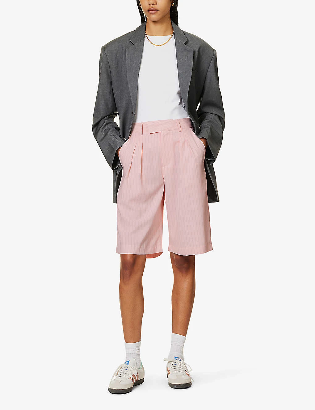 Vivian Striped High-rise Woven Shorts 4 Vivian Striped High-rise Woven Shorts - Image 2