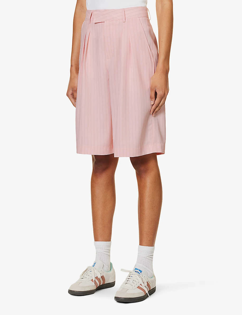 Vivian Striped High-rise Woven Shorts 5 Vivian Striped High-rise Woven Shorts - Image 3