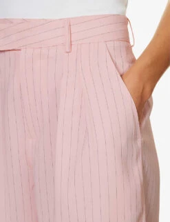 Vivian Striped High-rise Woven Shorts 11 Vivian Striped High-rise Woven Shorts -Sweaty Bety Clothing Shop R04186469 PINKPINSTRIPE ALT04