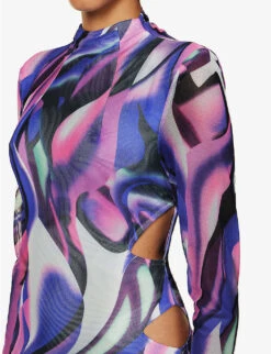 Swirl Graphic-print Regular-fit Stretch-woven Midi Dress 12 Swirl Graphic-print Regular-fit Stretch-woven Midi Dress -Sweaty Bety Clothing Shop R04186750 LILAC ALT04