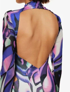 Swirl Graphic-print Regular-fit Stretch-woven Midi Dress 13 Swirl Graphic-print Regular-fit Stretch-woven Midi Dress -Sweaty Bety Clothing Shop R04186750 LILAC ALT05