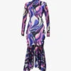 Swirl Graphic-print Regular-fit Stretch-woven Midi Dress
