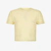Cropped Short-sleeve Cotton And Hemp-blend Top -Sweaty Bety Clothing Shop R04186821 YELLOW M