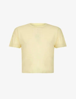 Cropped Short-sleeve Cotton And Hemp-blend Top