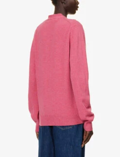 Comme Des Garçons Play Heart-embroidered Regular-fit Wool Cardigan -Sweaty Bety Clothing Shop R04186987 PINK ALT03