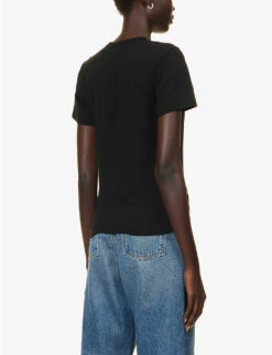 Comme Des Garçons Play Heart-appliqué Regular-fit Cotton-jersey T-shirt -Sweaty Bety Clothing Shop R04186989 BLACK ALT03