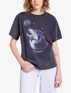 THE KOOPLES Graphic-print Short-sleeve Cotton T-shirt -Sweaty Bety Clothing Shop R04187708 BLACKWASHED ALT02