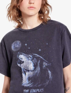 THE KOOPLES Graphic-print Short-sleeve Cotton T-shirt -Sweaty Bety Clothing Shop R04187708 BLACKWASHED ALT04