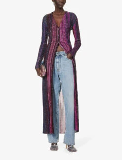 Missoni Striped Sequin-embellished Knitted Cardigan 8 Missoni Striped Sequin-embellished Knitted Cardigan -Sweaty Bety Clothing Shop R04188315 BLACKVIOLETFUCHSIA ALT01