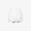 Isabel Marant Etoile Kaddy Tiered Frilled-trim High-rise Cotton Shorts -Sweaty Bety Clothing Shop R04188826 WHITE M
