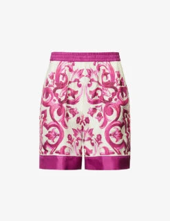 Dolce & Gabbana Maioliche Graphic-print Silk Shorts