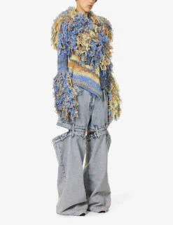 Rhona Fringe-trims Wool-blend Knitted Cardigan -Sweaty Bety Clothing Shop R04189001 CANDY ALT02