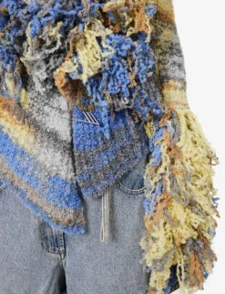 Rhona Fringe-trims Wool-blend Knitted Cardigan -Sweaty Bety Clothing Shop R04189001 CANDY ALT04