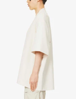 V-neckline Relaxed-fit Cotton T-shirt -Sweaty Bety Clothing Shop R04189016 IVORY ALT02